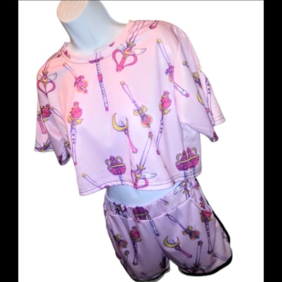 Sailor moon vintage womens pink pajamas - Picture 2 of 3